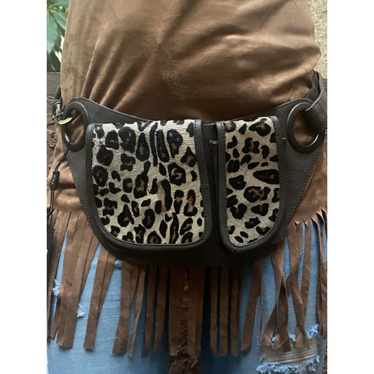 Genuine Leather/Leopard Waist/Shoulder Bag