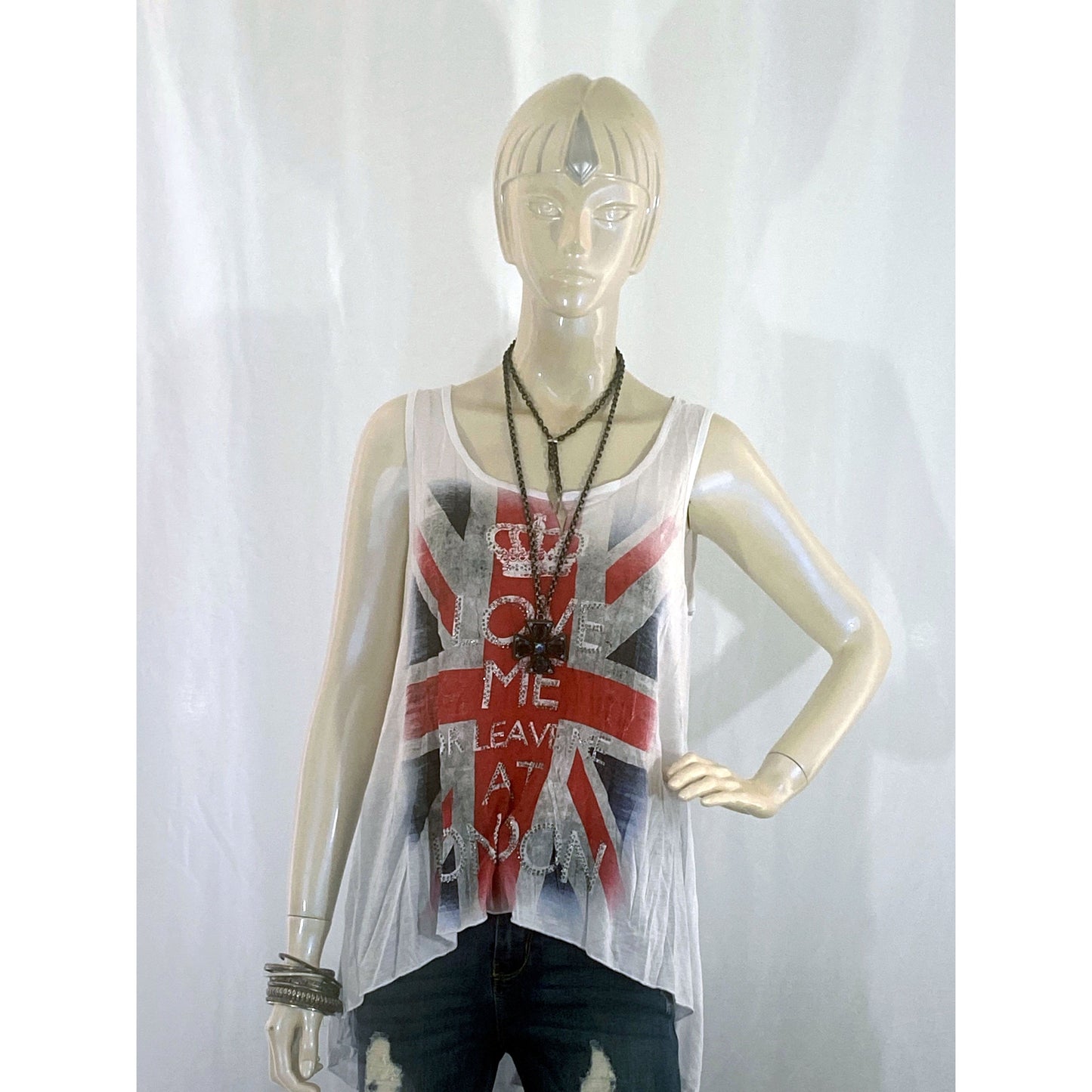 White "Love Me Or Leave Me In London" Tank Top